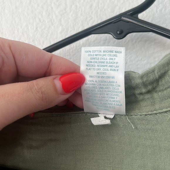 Kona Sol Olive Green Button-Up Gauze Shirt - Womens M - Picture 6 of 7